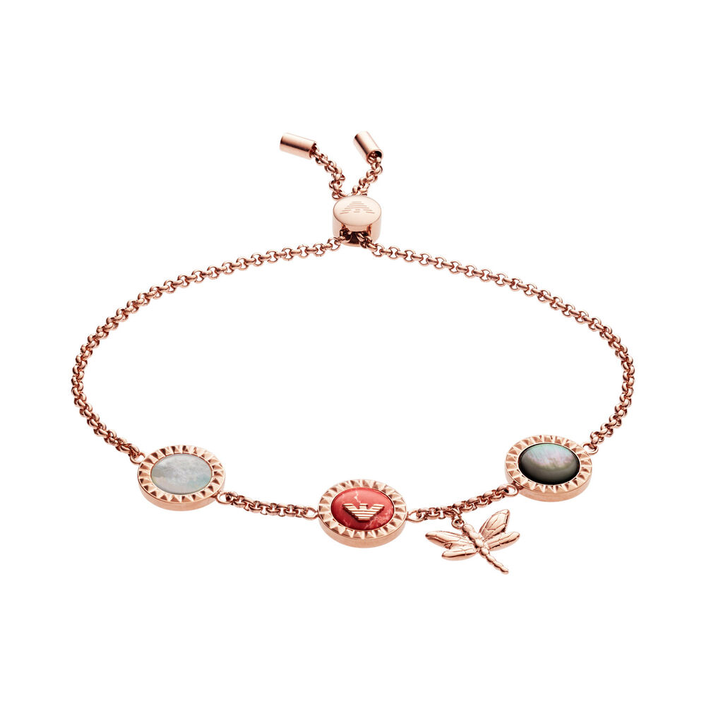 Emporio Armani Rose Gold & Pearl Charm Slider Bracelet image number 0