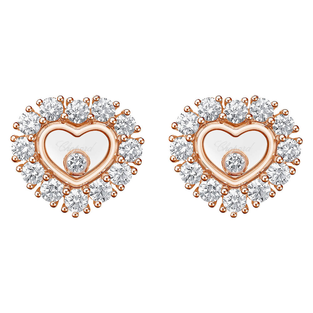 Chopard Happy Diamonds 18ct Rose Gold 1.23ct Diamond Heart Stud Earrings