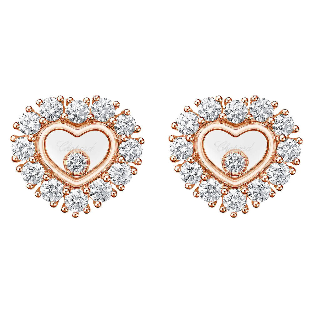 Chopard Happy Diamonds 18ct Rose Gold 1.23ct Diamond Heart Stud Earrings image number 0