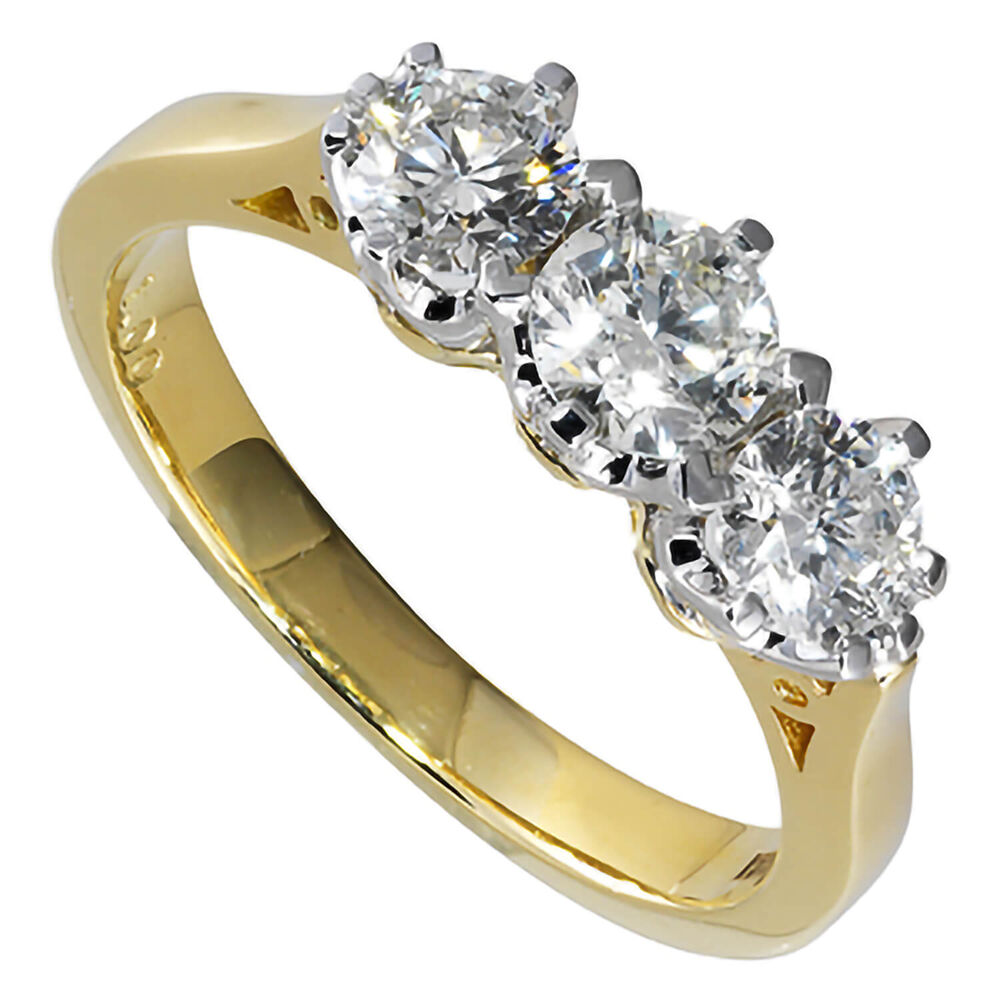 18ct gold 1.00 carat diamond three stone ring