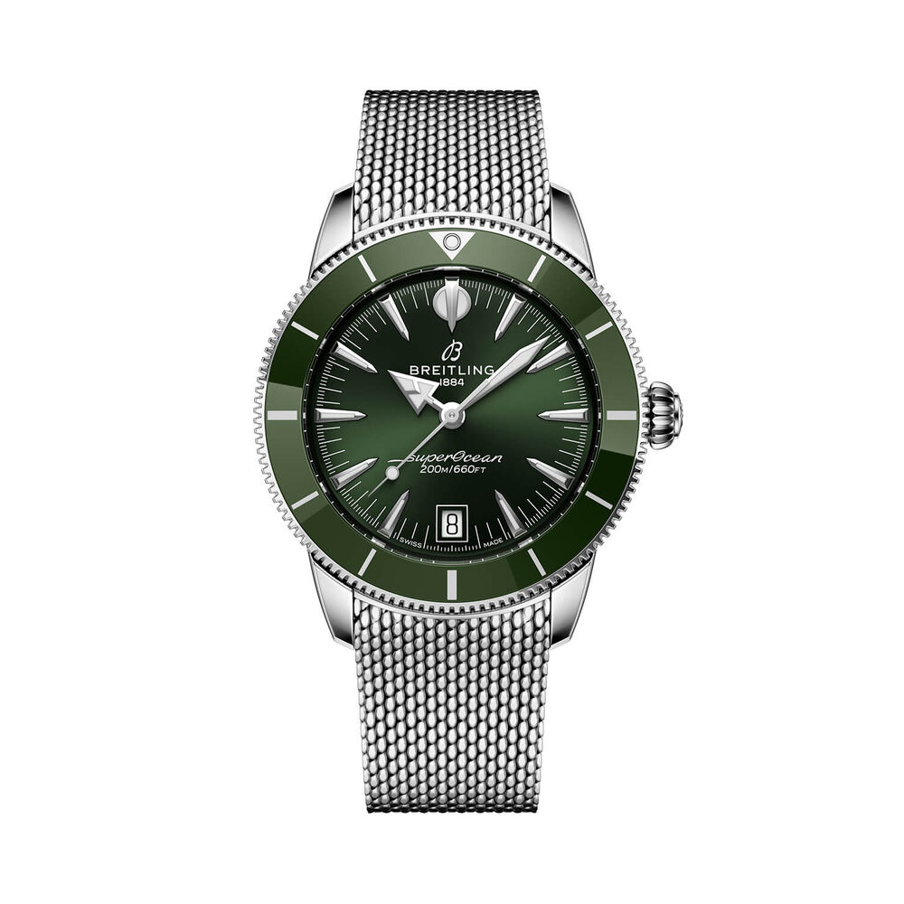 Breitling Superocean Heritage B31 Automatic 40mm Green Dial Mesh Steel Bracelet Watch image number 0