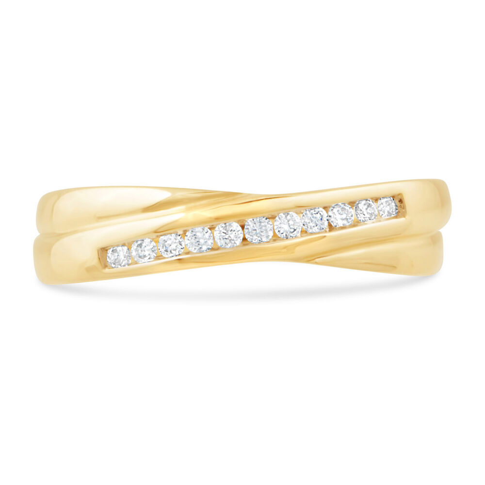 Ladies' 9ct Gold Crossover Diamond Wedding Ring image number 1