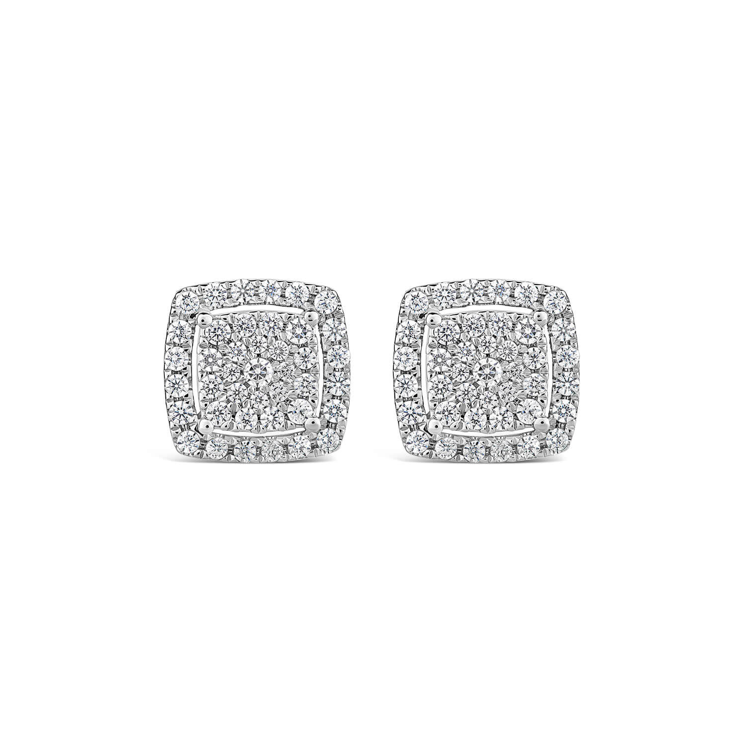 Square halo stud earrings hot sale