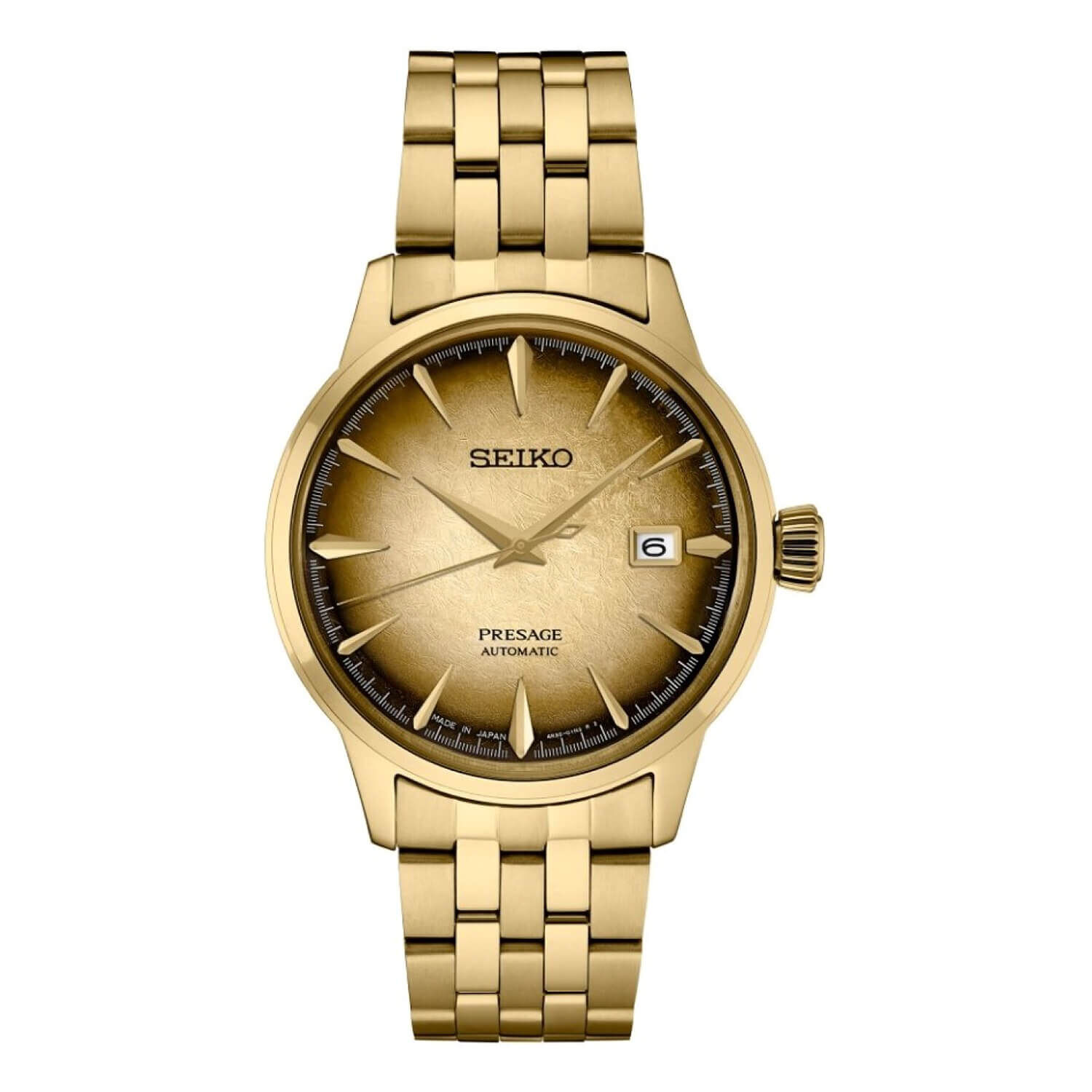 Seiko Presage 40.5mm Black Dial Gold PVD Case Bracelet Watch