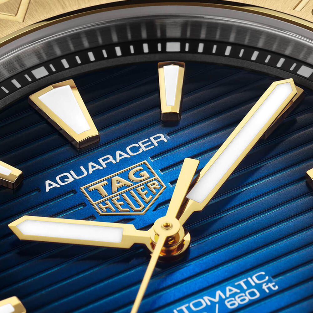 TAG Heuer Aquaracer 40mm Blue Dial Rose Gold Bezel Blue Rubber Strap Watch image number 3