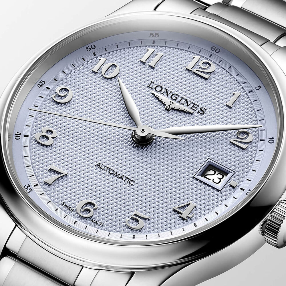 Longines Master Collection 39mm Light Blue Barleycorn Dial Steel Bracelet Watch