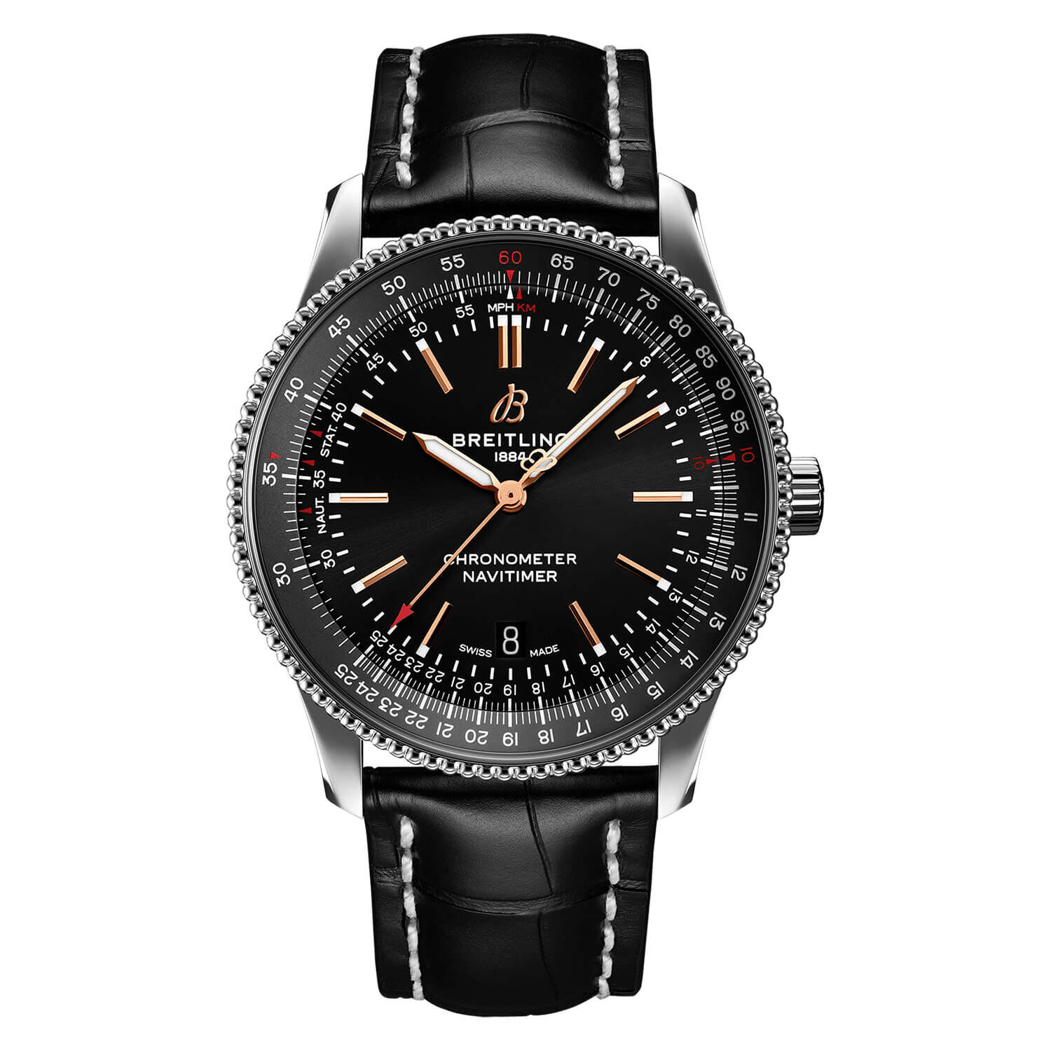 Breitling black shop steel navitimer