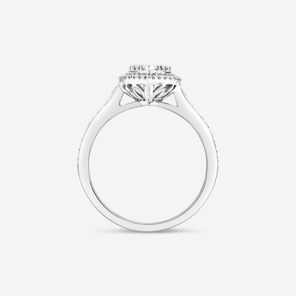 9ct White Gold 0.50ct Pear Cluster Engagement Ring