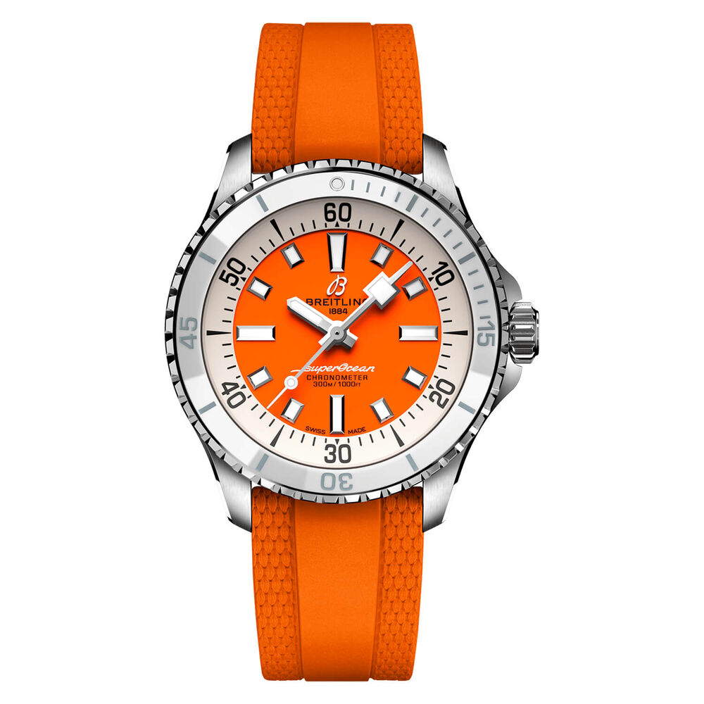 Breitling Superocean Automatic 36 Orange Dial Strap Watch image number 0