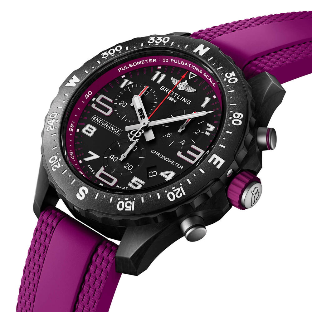 Breitling Professional Endurance Pro 38mm Black Dial Purple Rubber Strap Watch image number 1