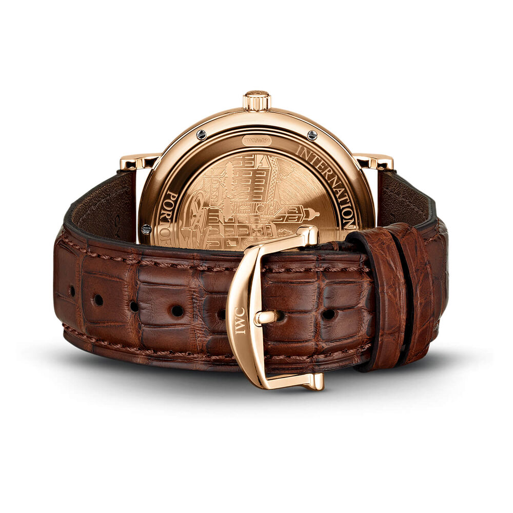 IWC Schaffhausen Portofino Automatic Silver Dial Brown Strap Watch image number 5