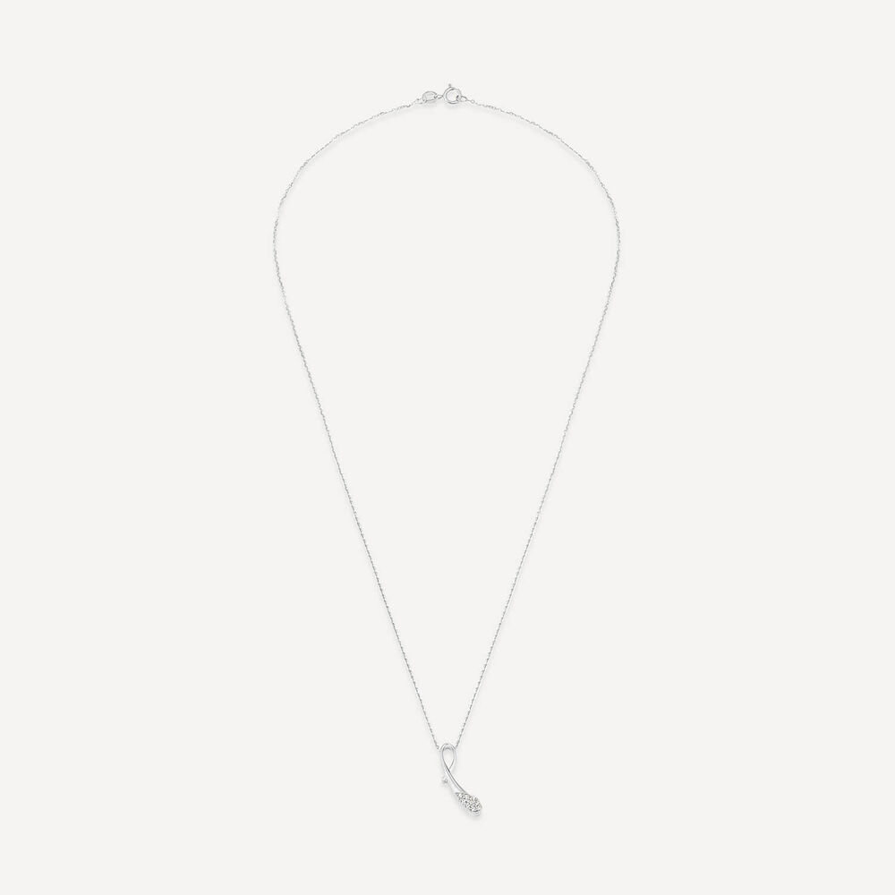 9ct White Gold Cubic Zirconia Ribbon Shaped Pendant image number 2
