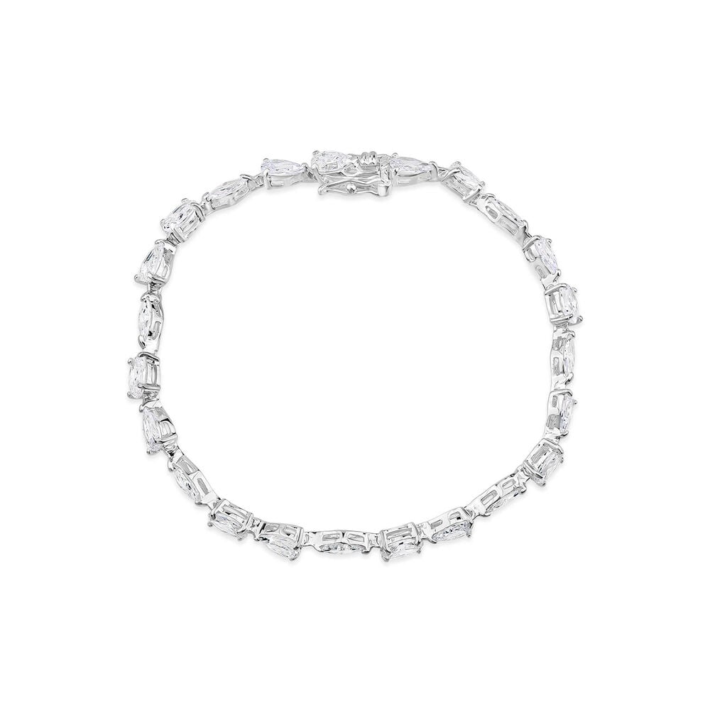 Sterling Silver Marquise & Pear& Oval Shape Cubic Zirconia Bracelet image number 0