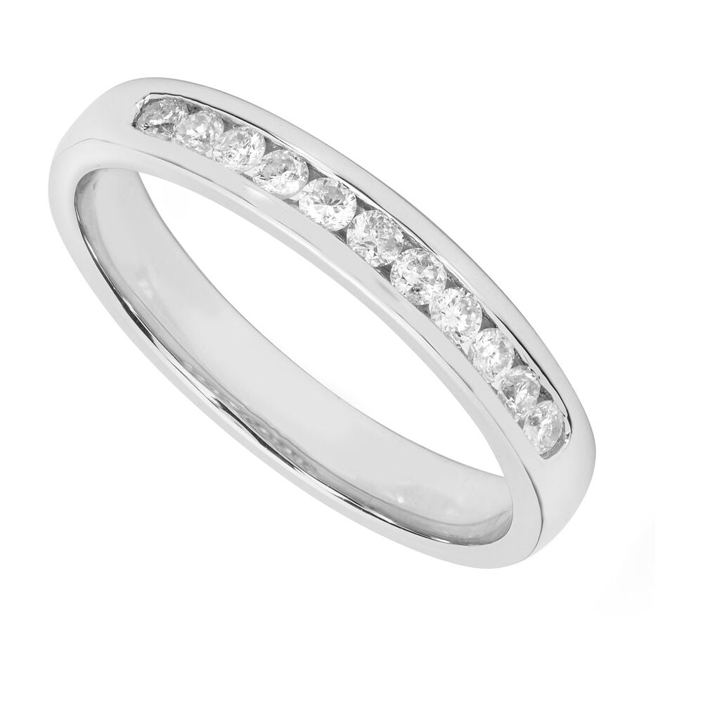 Ladies' 9ct white gold 0.25 carat diamond channel set wedding ring image number 0