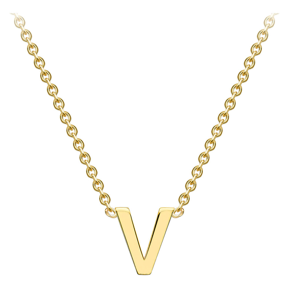 9 Carat Yellow Gold Petite Initial V Necklet image number 1