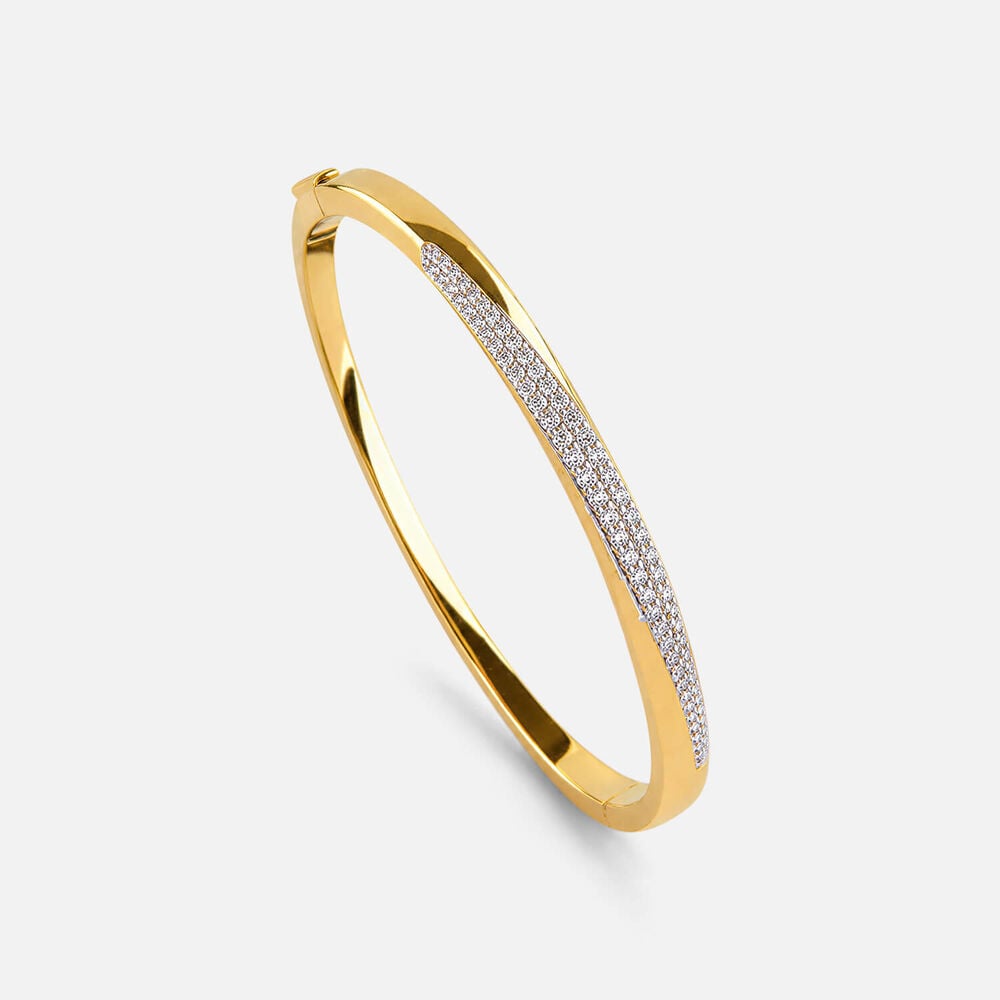 Yellow Gold Plated Sterling Silver Cubic Zirconia Bangle