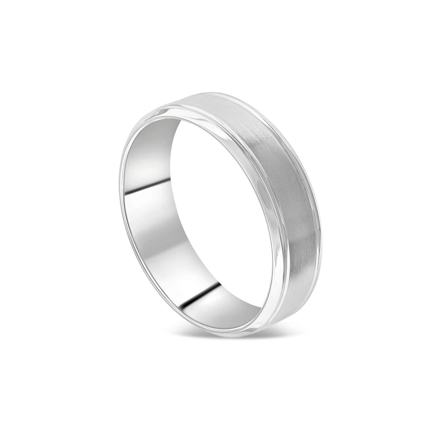 Platinum 6mm Matte Polished Men s Wedding Ring