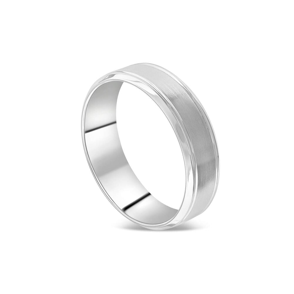 Platinum 6mm Matte Polished Men's Wedding Ring