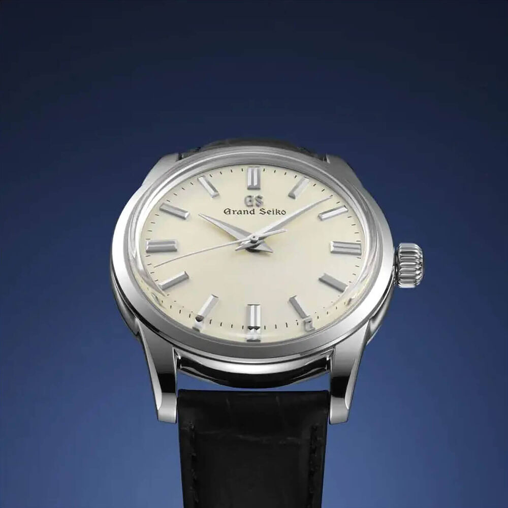 Grand Seiko Elegance Mechanical Manual Winding 37.3mm Beige Dial Black Leather Strap Watch image number 2