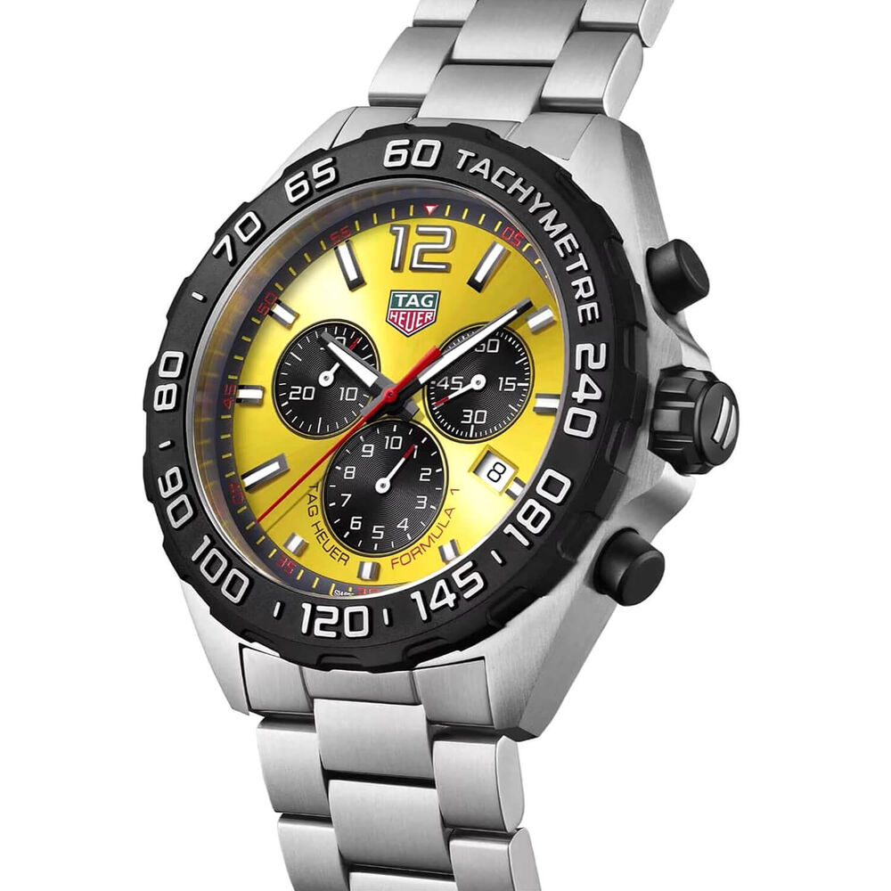 TAG Heuer Formula 1 Chronograph 43mm Yellow Dial Stainless Steel Bracelet Watch image number 1