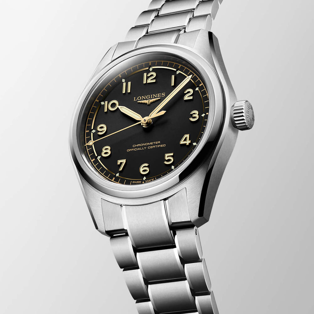 Longines Spirit Pilot 39mm Black Dial Stainless Steel Bracelet Watch image number 2