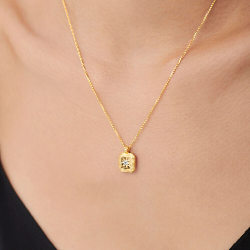 Missoma 18ct Gold Vermeil Sterling Silver Crystal April Birthstone Pendant Necklace
