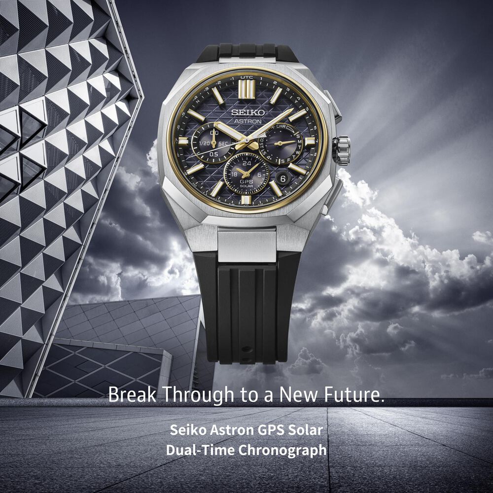 Seiko Astron 'Tesselate' 5X63 Celestial Gold Dial Silicone Strap Watch