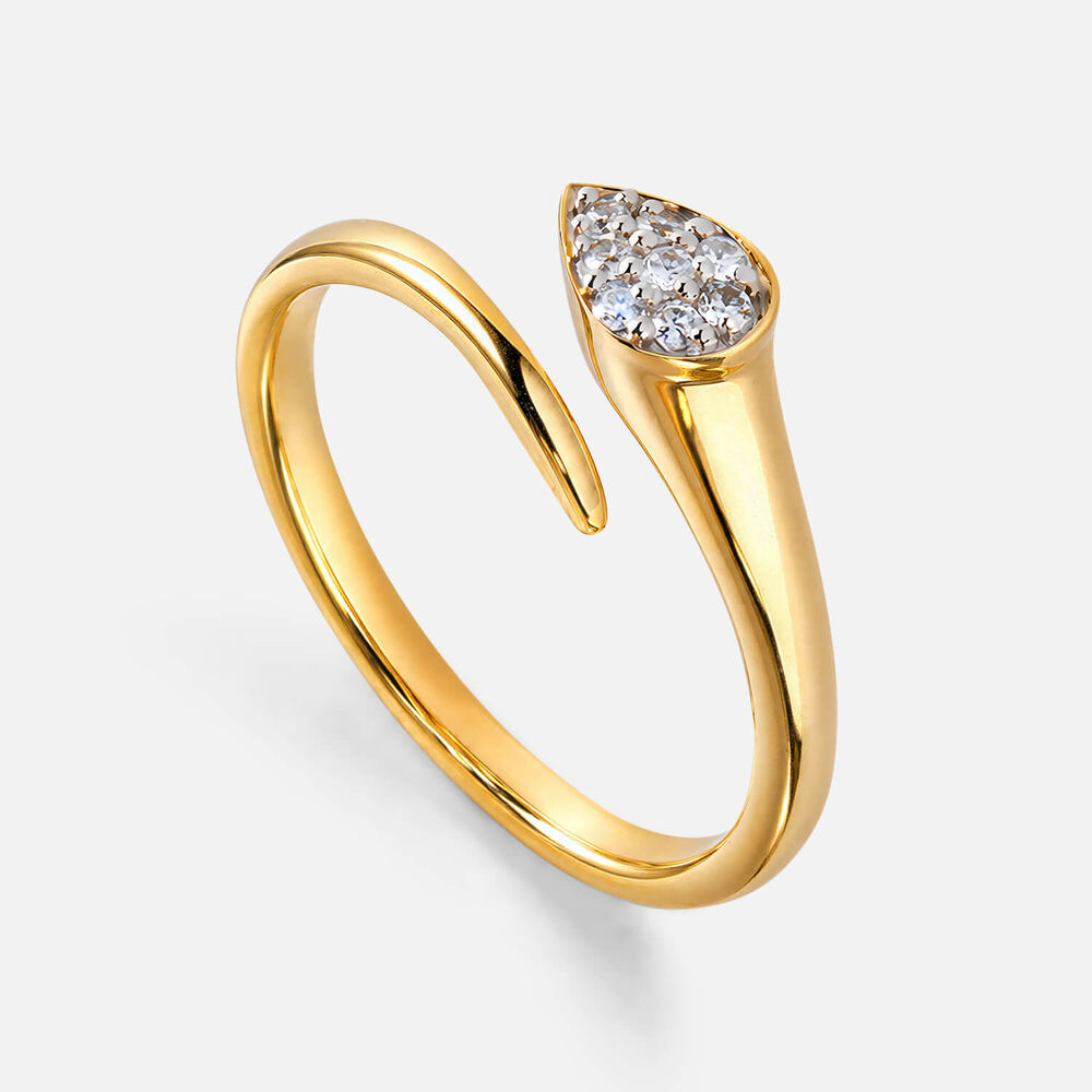 9ct Yellow Gold 0.05ct Diamond Pave Pear Tip Twist Ring