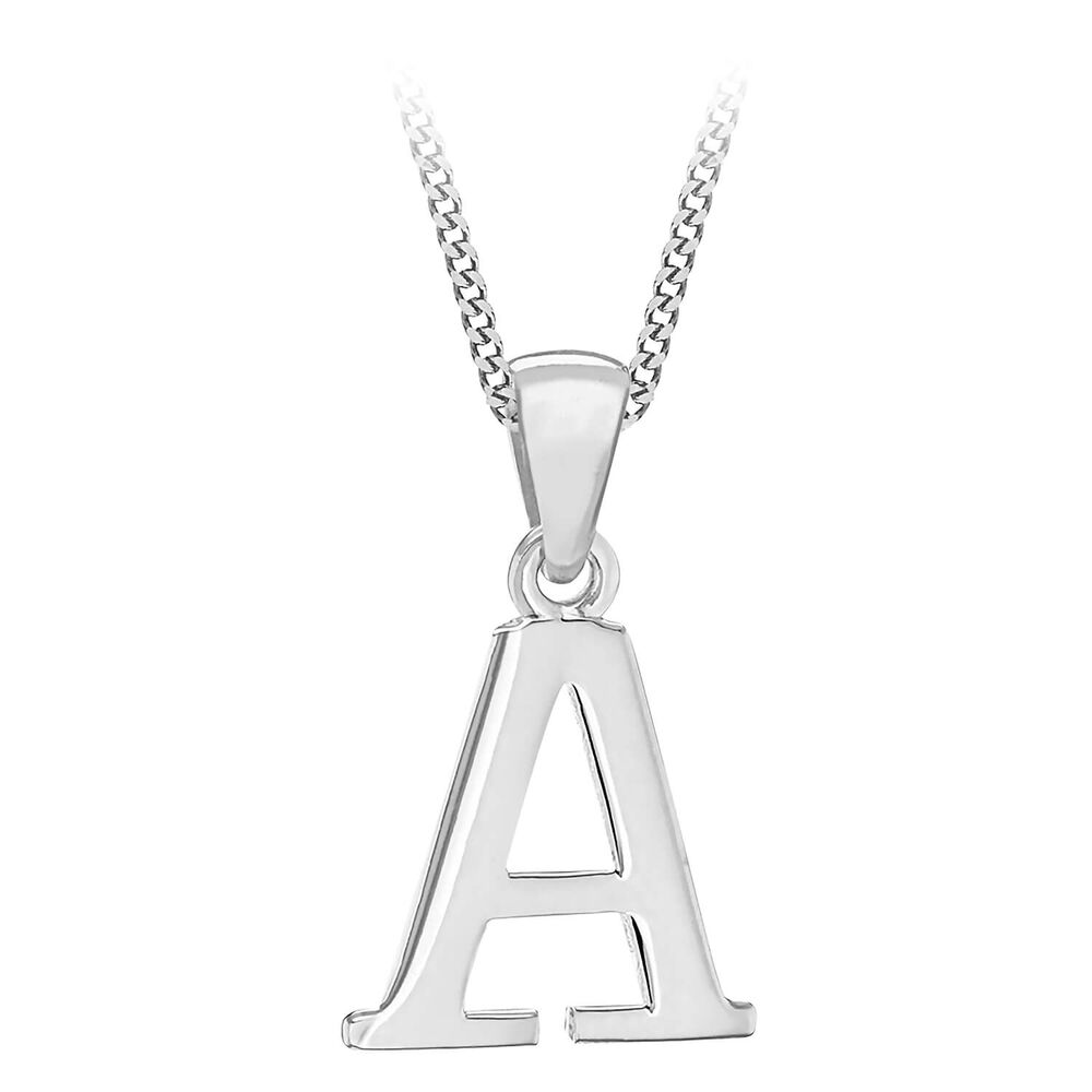 Sterling Silver Block Initial A Pendant image number 0