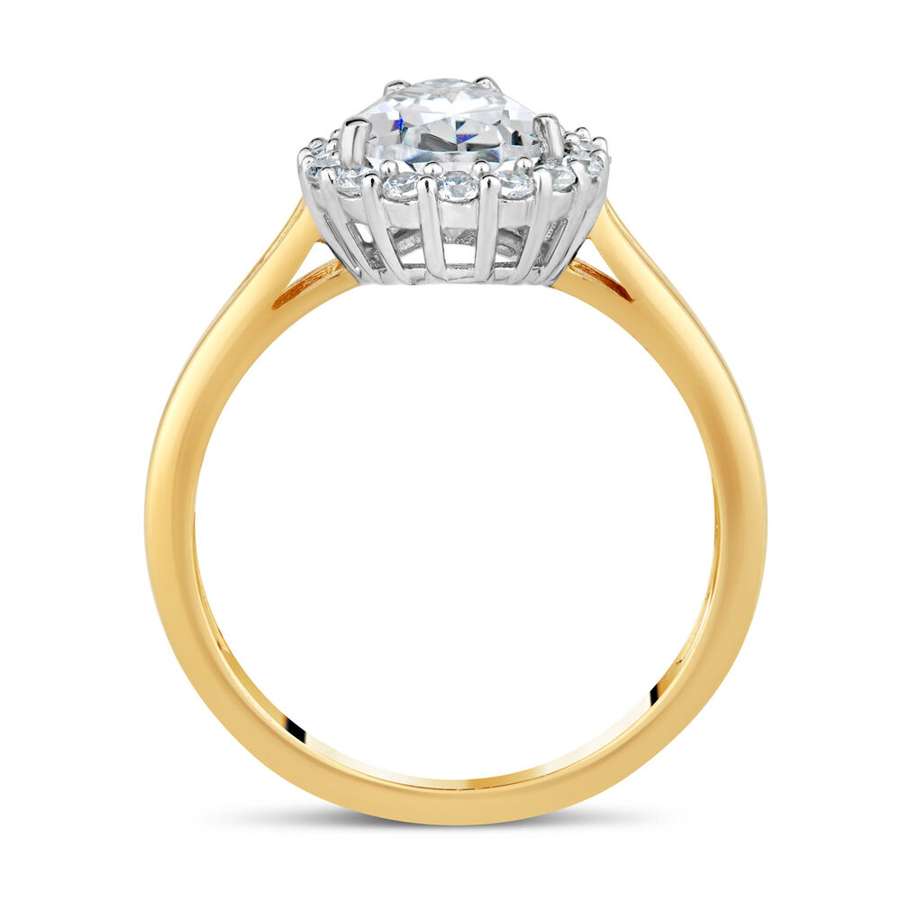 9ct Gold Pear Halo Cubic Zirconia Ring image number 5