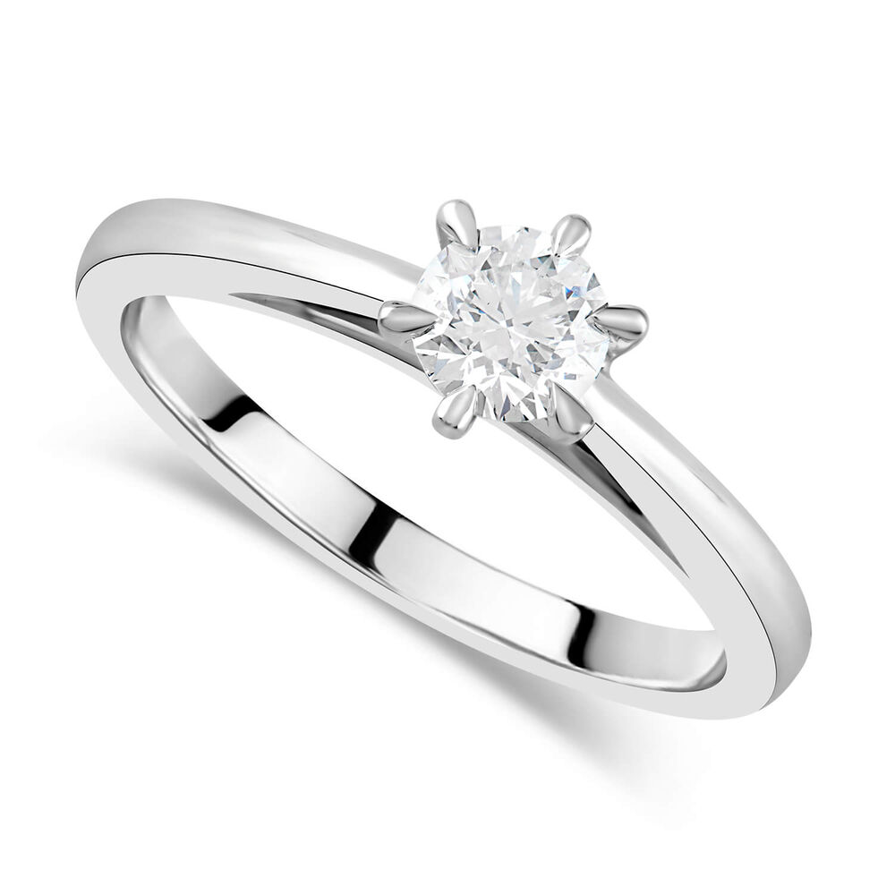 Platinum 0.30ct Round Diamond Six Claw Solitaire Ring