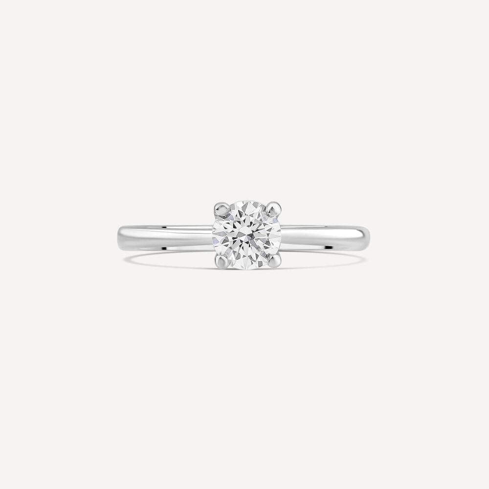 Platinum 0.50ct Round Diamond Four Claw Solitaire Ring image number 1