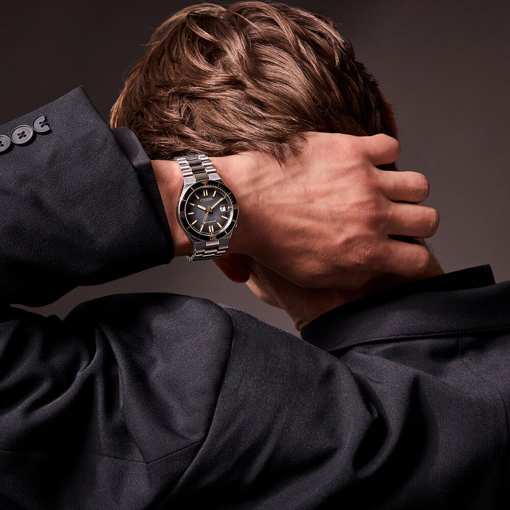 Citizen Tsuyosa Shore Timeslip 40mm Black Dial Steel Bracelet Watch