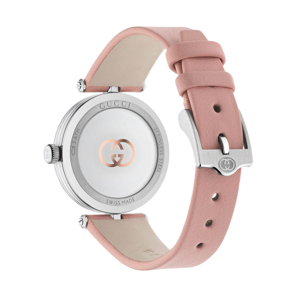 Gucci Model 2000 30mm Silver Dial Pink Leather Strap Watch