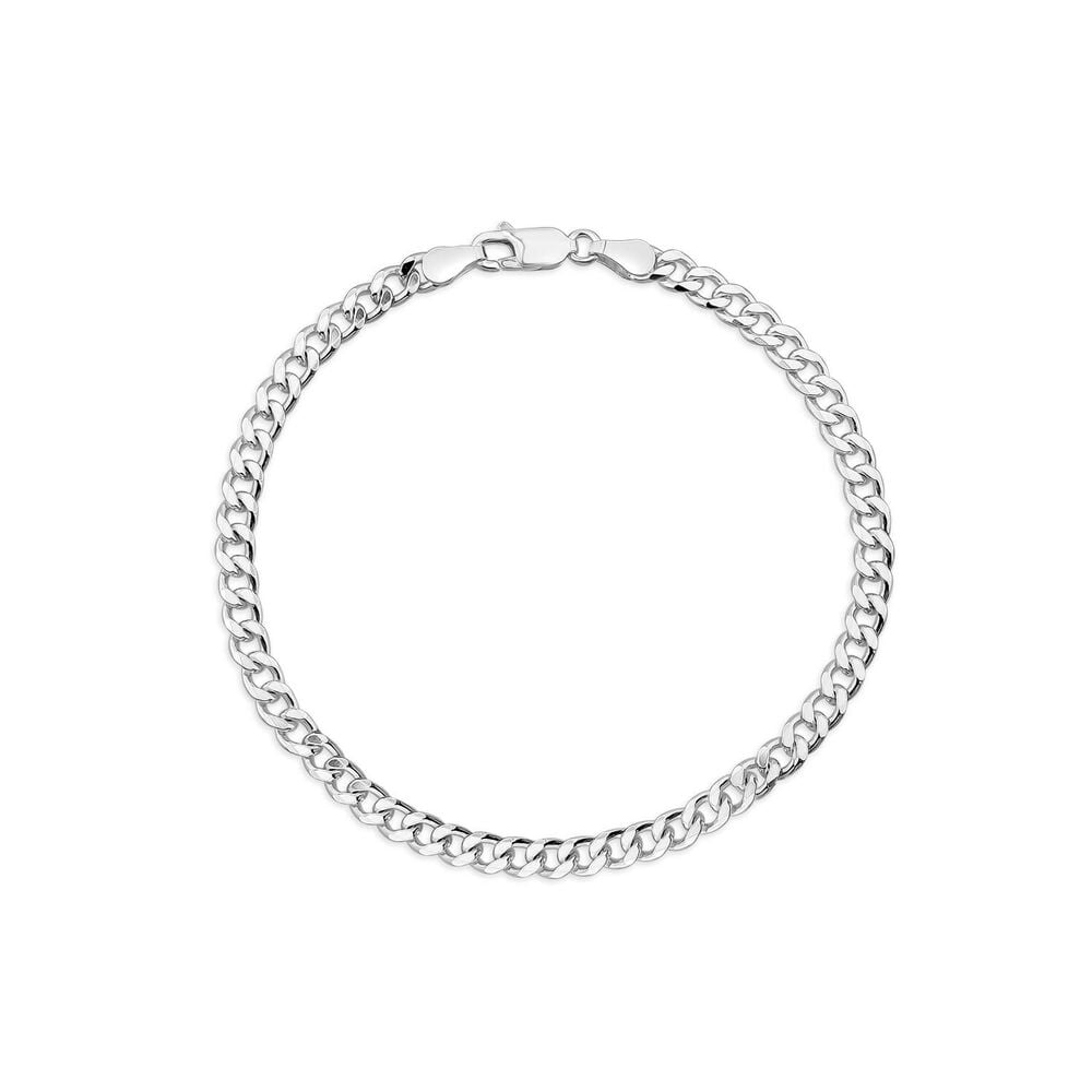 Sterling Silver Diamond Cut Curb Mens Bracelet image number 0