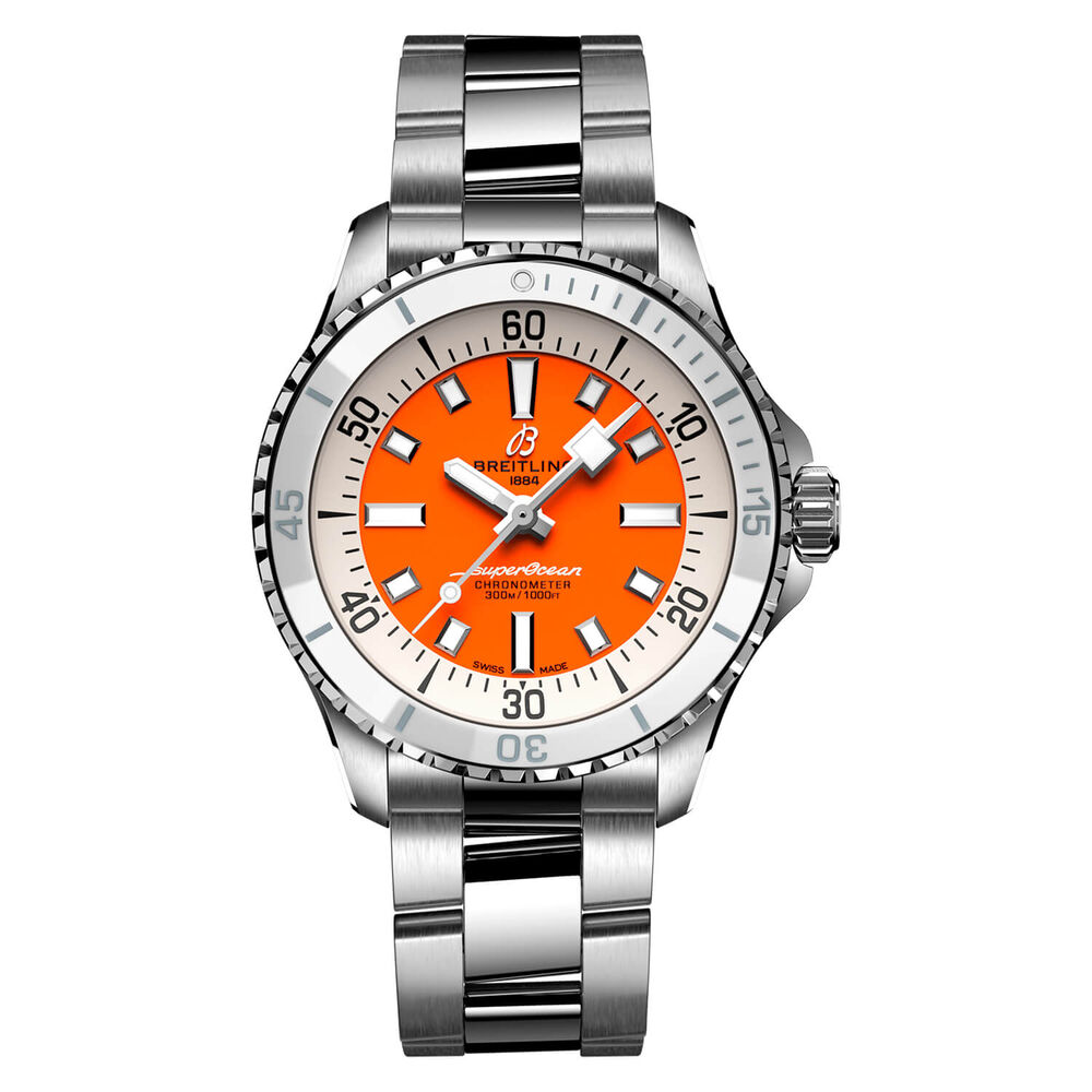 Breitling Superocean Automatic 36 Orange Dial Strap Watch
