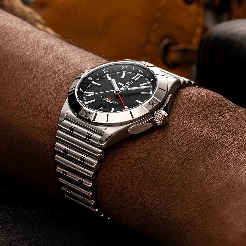 Breitling Chronomat Automatic GMT 40 Black Dial Bracelet Watch image number 4