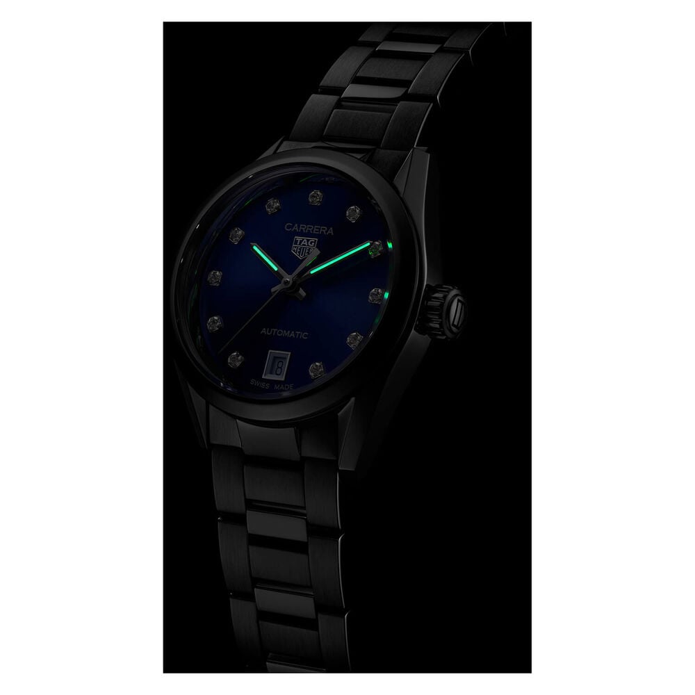 TAG Heuer Carrera 29mm Blue Diamond Dot Dial Steel Case Bracelet Watch image number 5