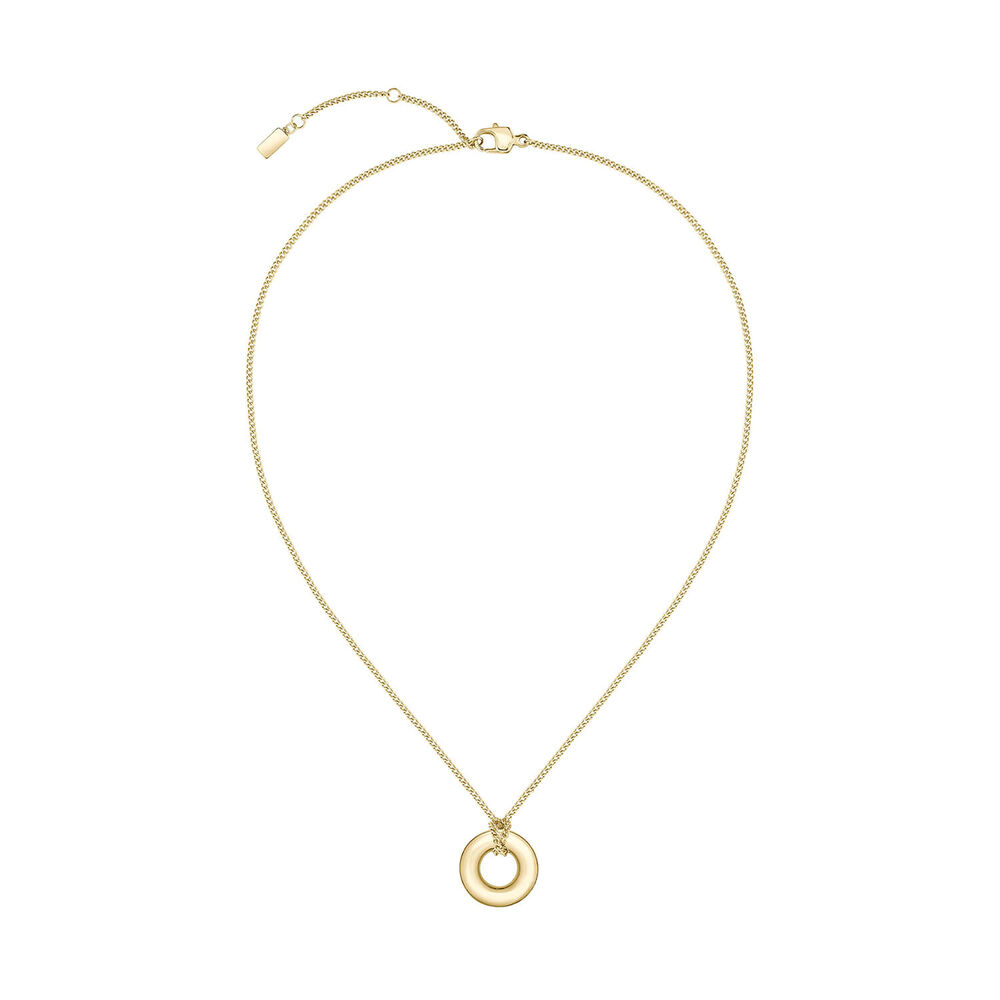 BOSS Live Gold Tone Steel Logo Hoop Pendant image number 2