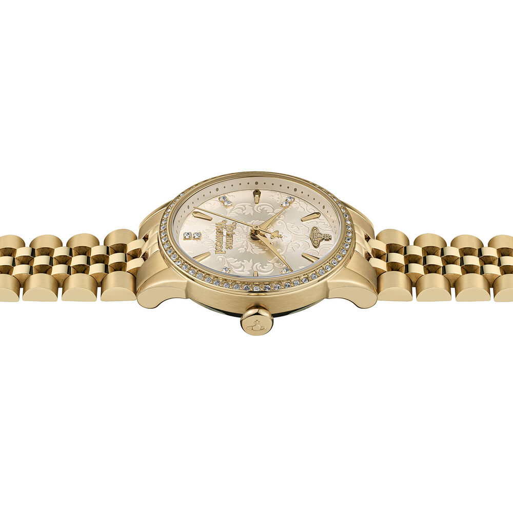 Vivienne Westwood Little Wallace 32mm Champagne Dial Gold Steel Bracelet Watch image number 3