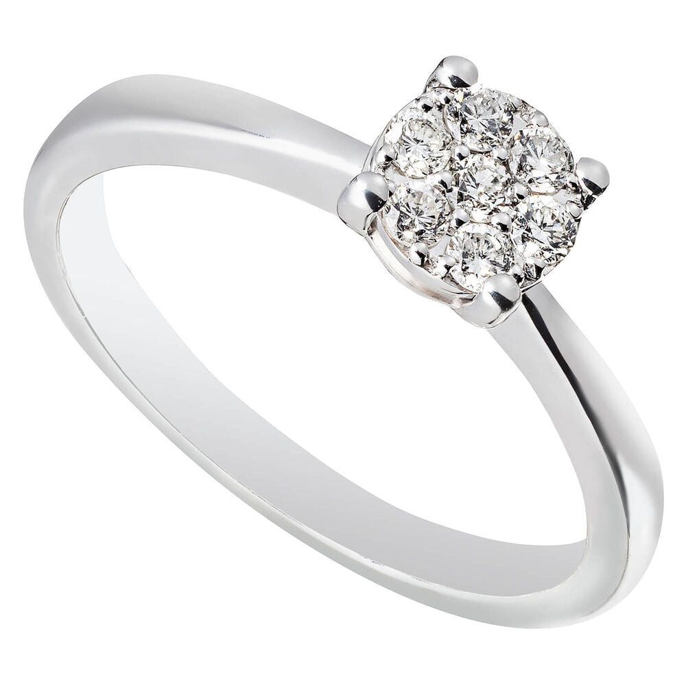 9ct white gold 0.20 carat diamond bridal cluster ring