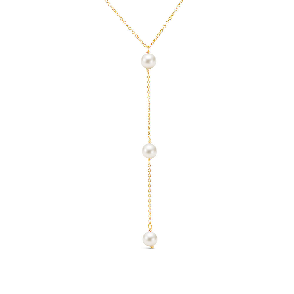 9ct Yellow Gold 3 Pearl "Y" Drop Necklet