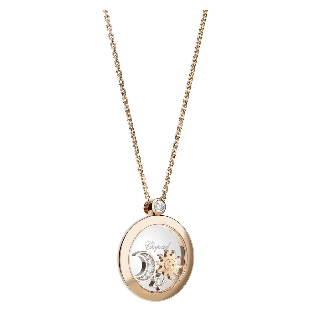 Chopard Happy Sun Moon & Stars 18ct Rose Gold 0.16ct Diamond Necklace