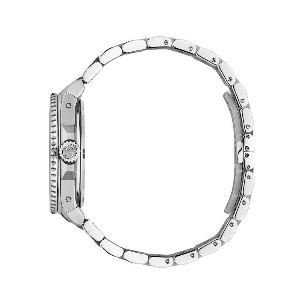 Gucci Dive 40mm Silver Dial Yellow Gold Bezel Stainless Steel Bracelet Watch image number 2