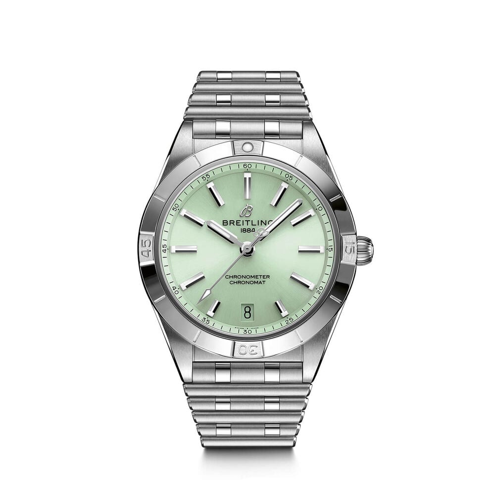Breitling Chronomat 36mm Green Dial Steel Case Ladies Bracelet Watch image number 0