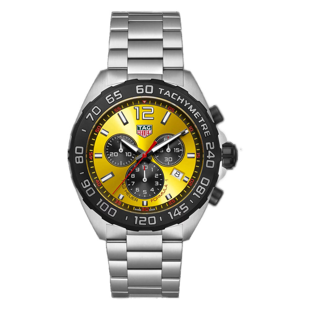 TAG Heuer Formula 1 Chronograph 43mm Yellow Dial Stainless Steel Bracelet Watch image number 0