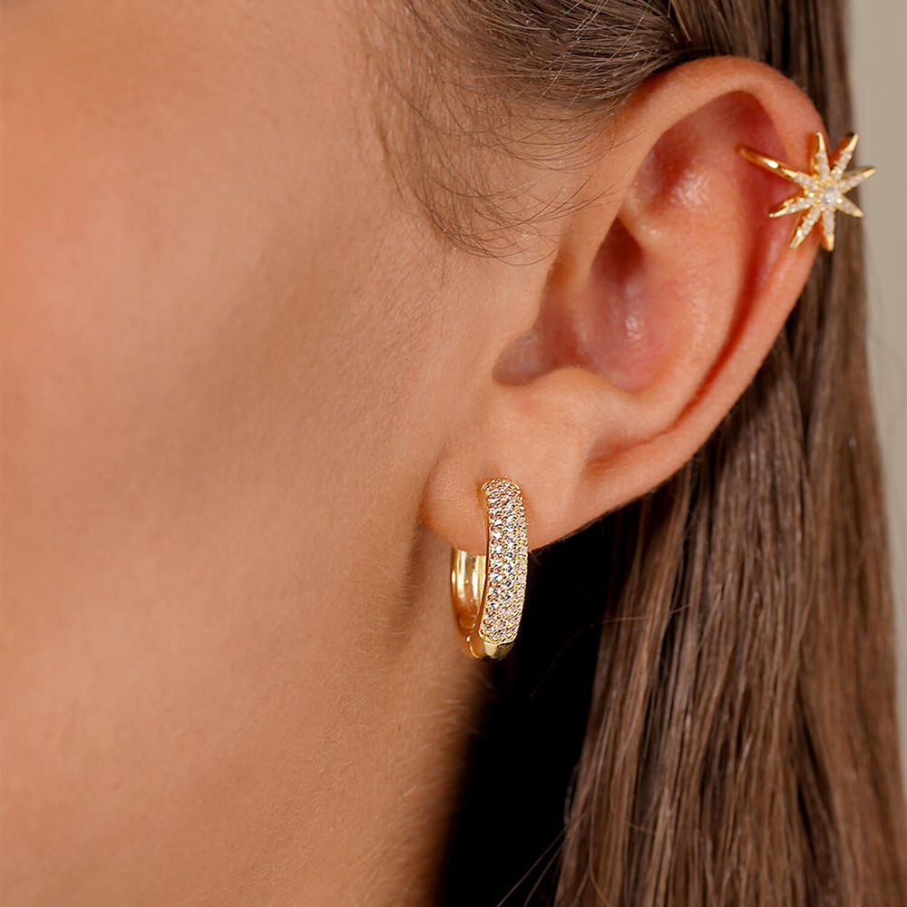 CARAT* London Dana Yellow Gold Vermeil Cubic Zirconia Hoop Earrings