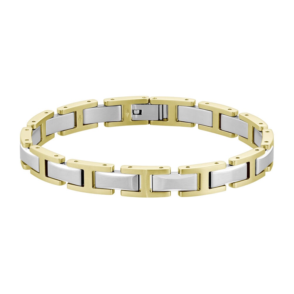 BOSS Nolan Two Tone Gold Stainless Steel H-Link Bracelet image number 2