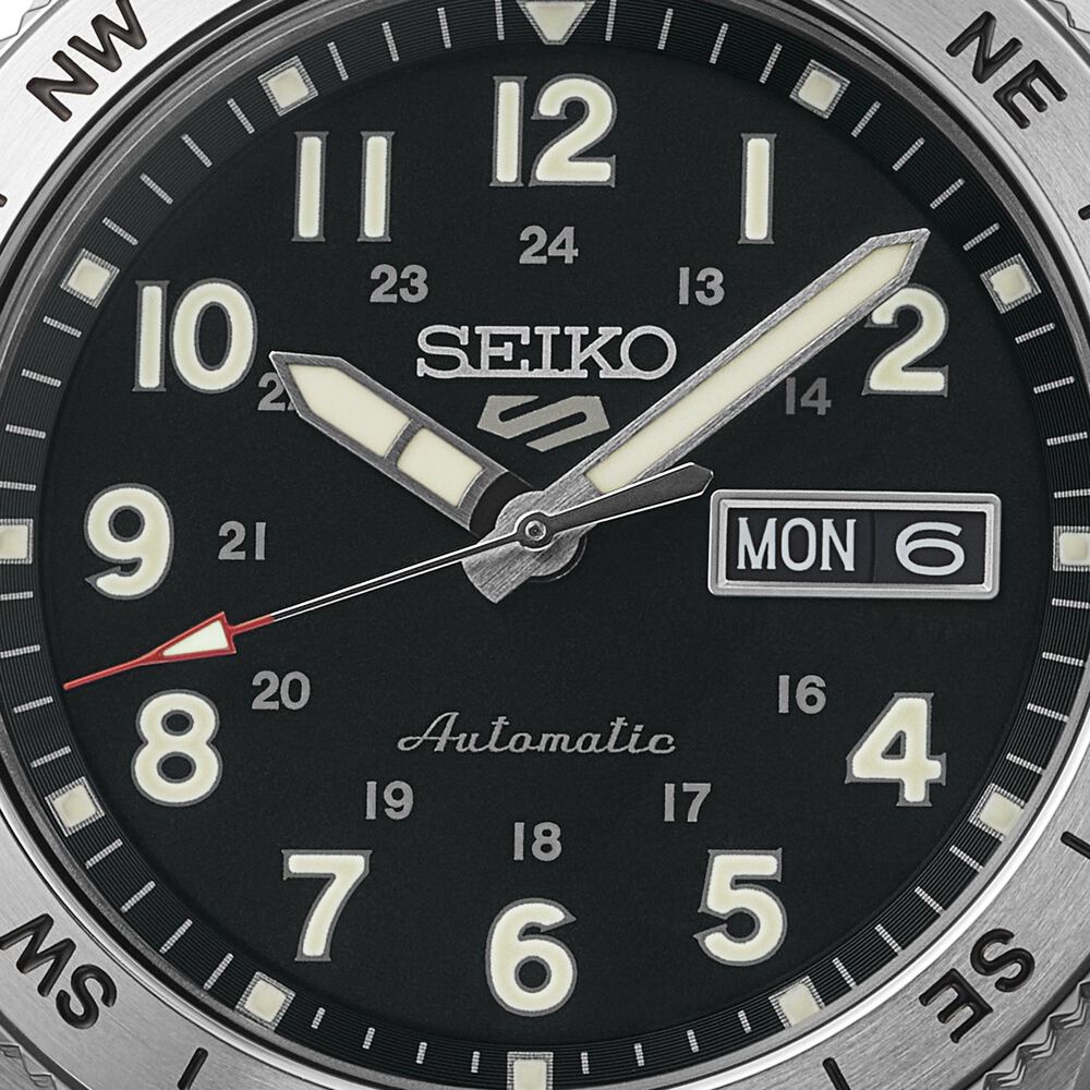 Seiko 5 Sports Field Camo Black 41mm Dial Stainless Steel Bracelet Watch