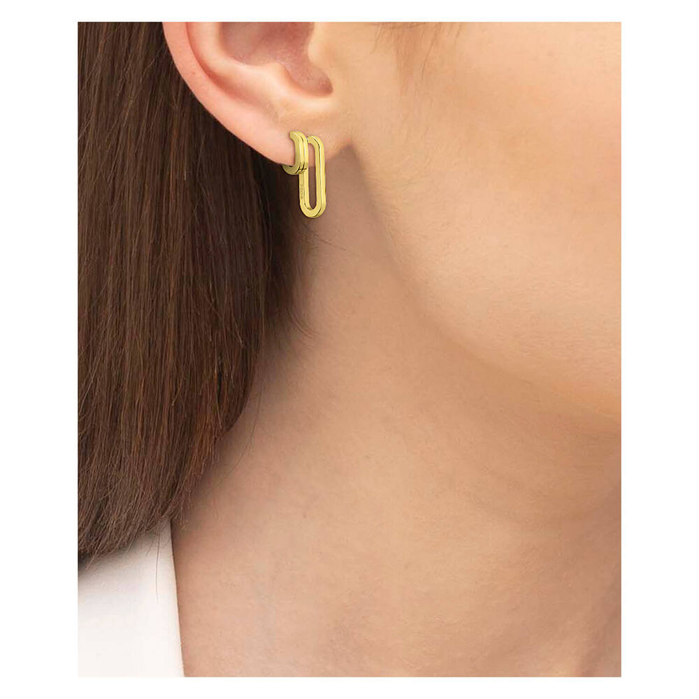 BOSS Hailey Light Yellow Gold IP Link Earrings image number 2